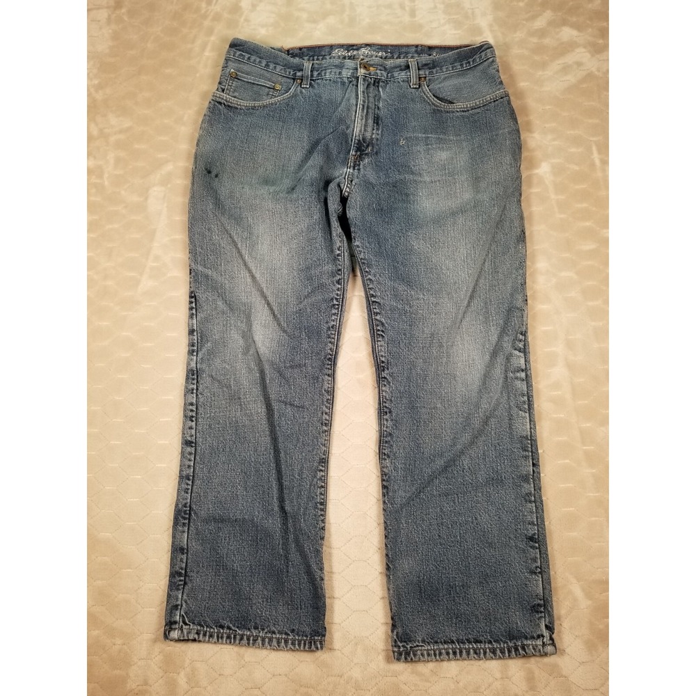 Eddie Bauer‎ Jeans Mens 40x30 Fleece Lined Med Wash WORN HOLES See Pics